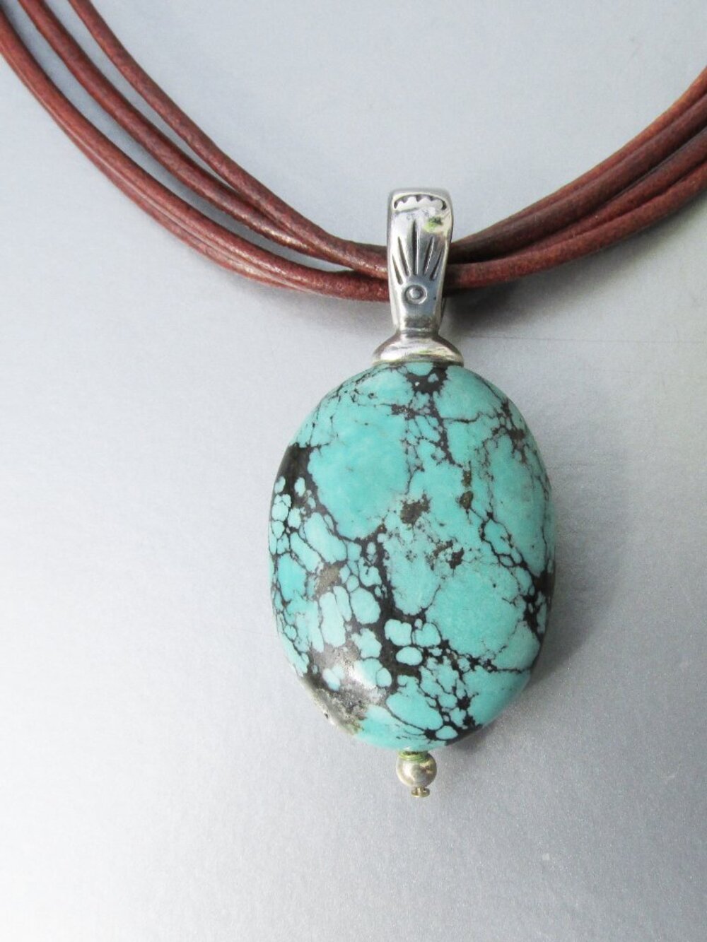 Retired SILPADA Turquoise Pendant 4 Strand Leather Cord Necklace - Picture 2 of 5